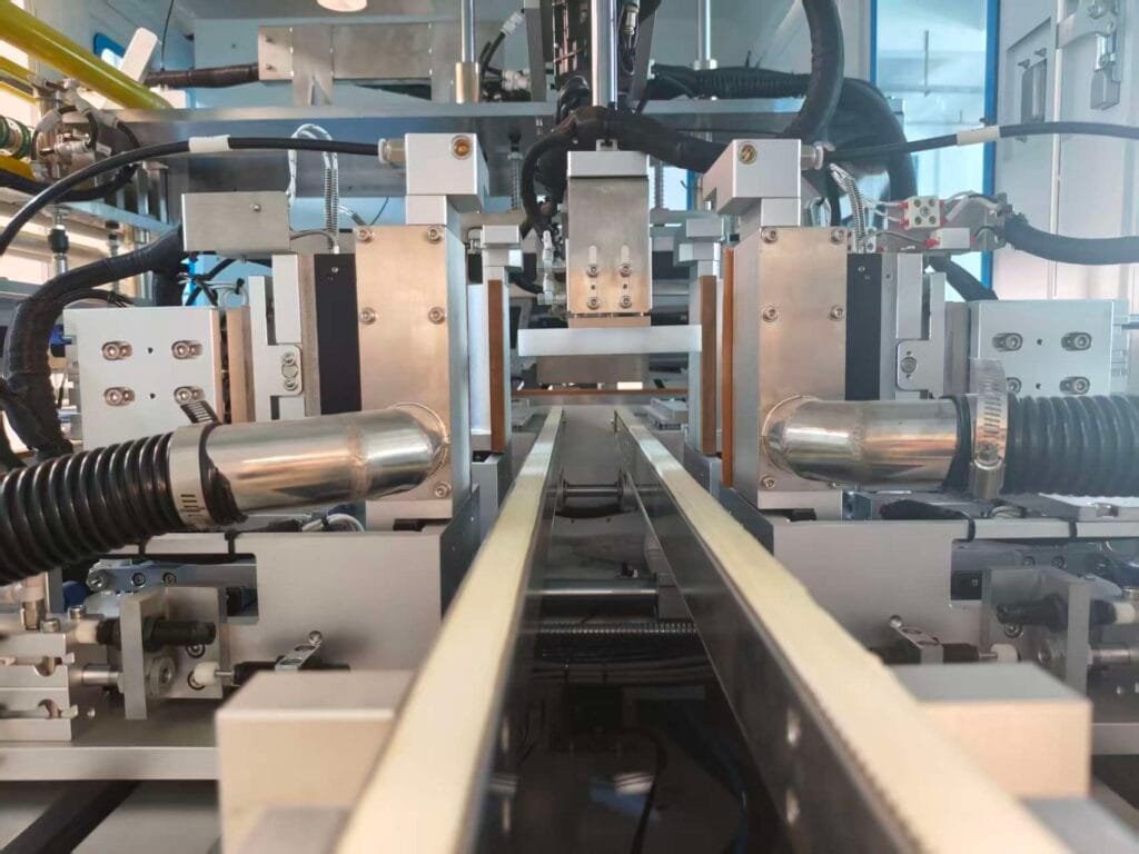 Interior view and mechanical components of UBL high-speed cartoning machine.